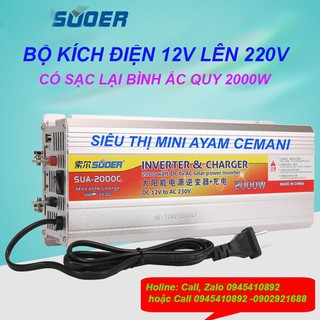 Bộ kích điệ n 2000W Có sạc lại bình 200Ah - SAA2000C