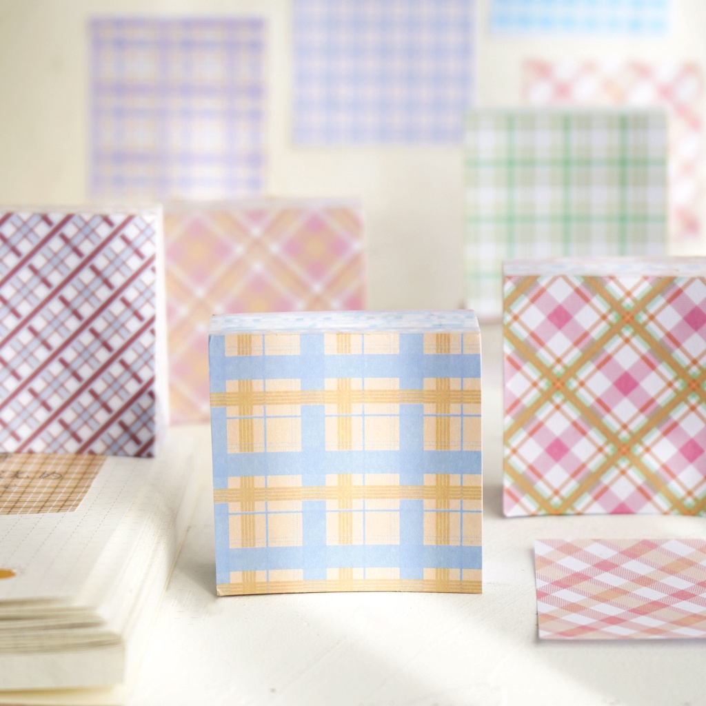 Peach Cute checkered pad Memo Pad School Office Stationery Notepad