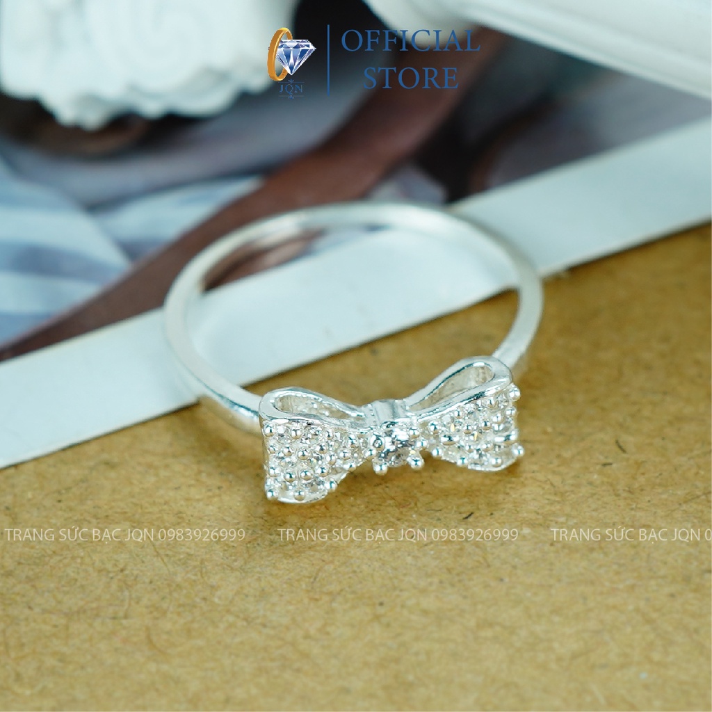 Nhẫn Nữ Bạc JQN Nhẫn Nơ Đính Đá Xinh Xắn N44
