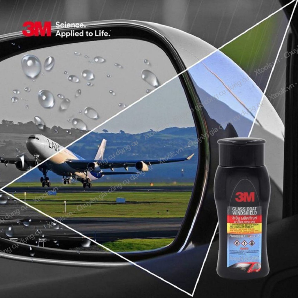 Dung dịch chống bám nước 3M Glass Coat Windshield 3M 08889LT 200ml chất trượt nước kính xe không gây ố và ăn mòn