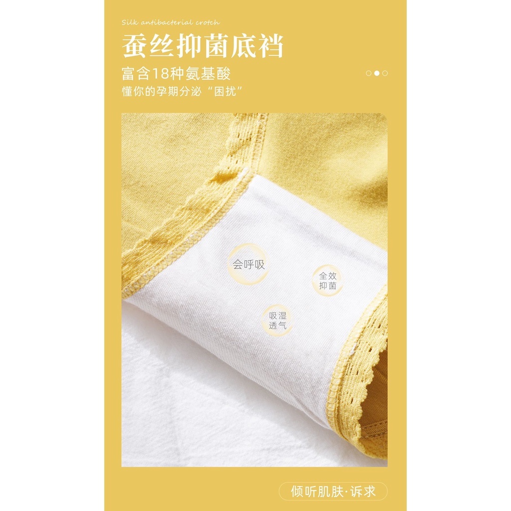 Quần lót tam giác vải cotton thoải mái eo vừa viền ren trang trí cho phụ nữ mang thai