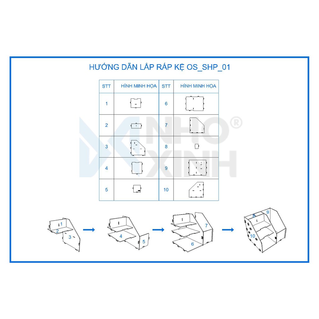 Kệ giá sách để bàn đa năng bằng gỗ lắp ghép Nhỏ và Xinh - Mẫu 01