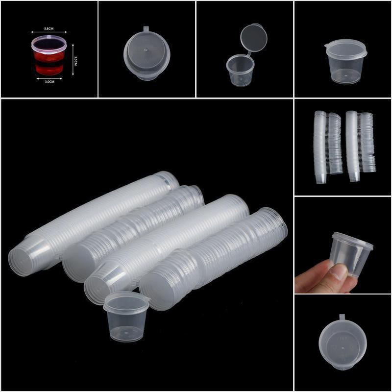 Set 100 Cốc Đựng Nước Sốt / Thực Phẩm Bằng Nhựa Trong Suốt Dùng Một Lần