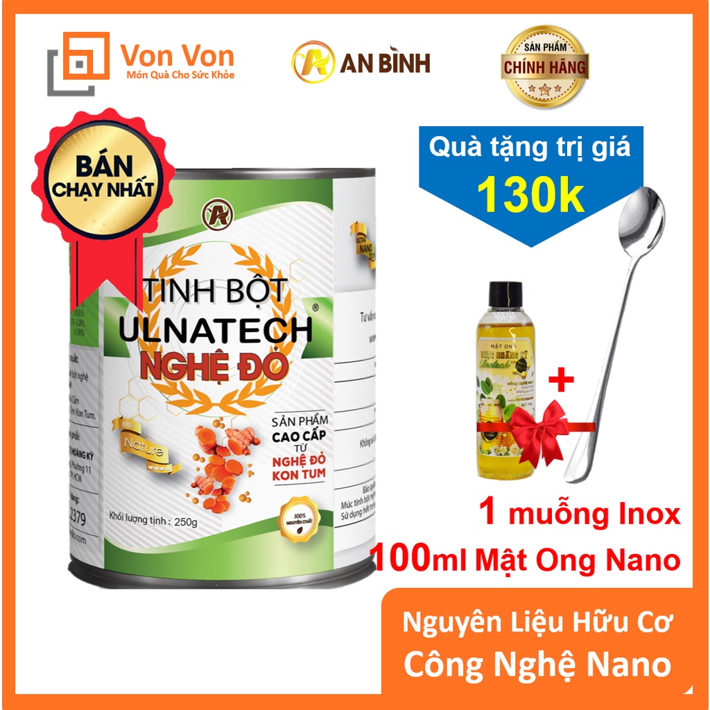 Tinh Bột Nghệ Đỏ ULNATECH 250gr - Tinh Bột Nghệ Siêu Hấp Thu Nano Curcumin (Có Kiểm Nghiệm ATTP và Chứng Nhận Của Viện)