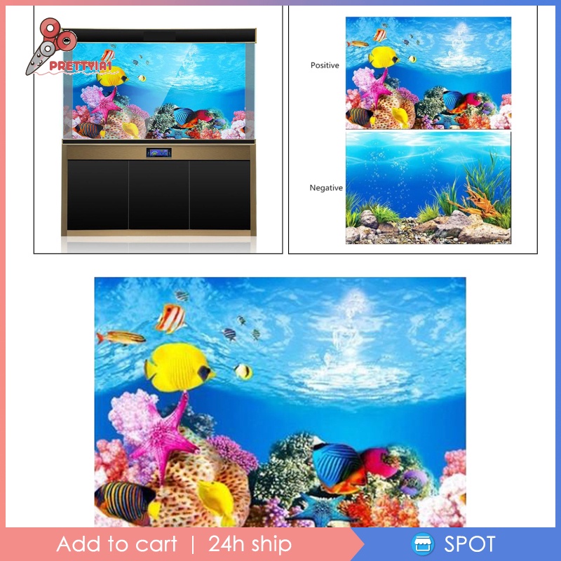 1 Tấm Phông Nền PVC Hiệu Ứng Đại Dương 3D Chống Nước Trang Trí Bể Cá