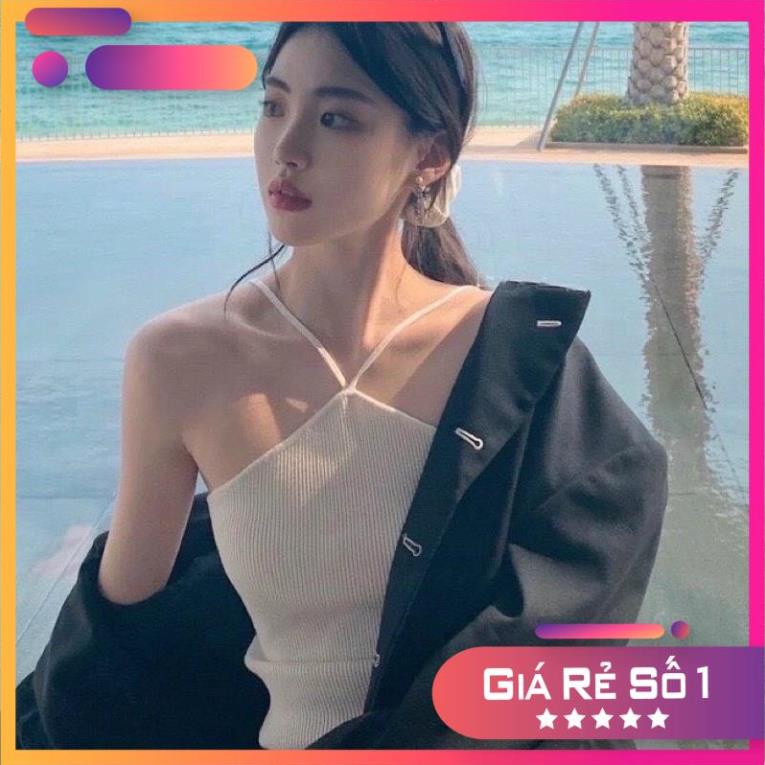 [XẢ KHO] Áo Yếm Hai Dây Dáng Croptop Chất Thun Dày Dặn Co Giãn Ko Lộ Ngực Freesize &lt;53kg( Hàng Có Sẵn, Ảnh Thật)
