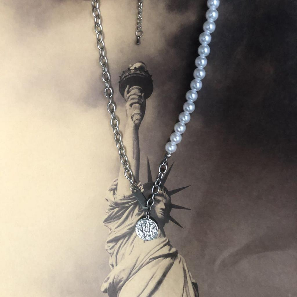 Dây Chuyền Mặt Hạt Ngọc Trai Hình Tròn 22462 INS Cho Nam Nữ