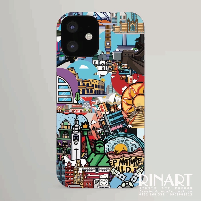 [AB75] Set 100 Sticker city tour dán trang trí laptop guitar mũ bảo hiểm ván trượt chống nước cao cấp