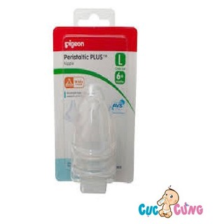 Ty bình sữa Pigeon Slicone cổ thường size L - 2 cái/vỹ