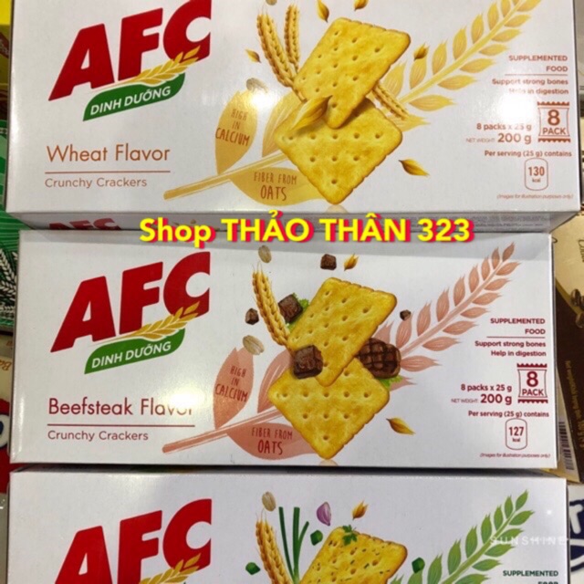 MẪU MỚI-Bánh Dinh Duỡng AFC (Vị Lúa Mạch, Vị Rau, Vị Bò Bít Tết) 200g | BigBuy360 - bigbuy360.vn
