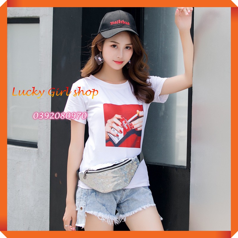 Túi Đeo Chéo/ Túi Chéo/ Túi Đeo Hông/ Túi Đeo Trước Ngực Thời Trang Da PU Lazer Đính Kim Sa Lấp Lánh Size 30*13*8cm