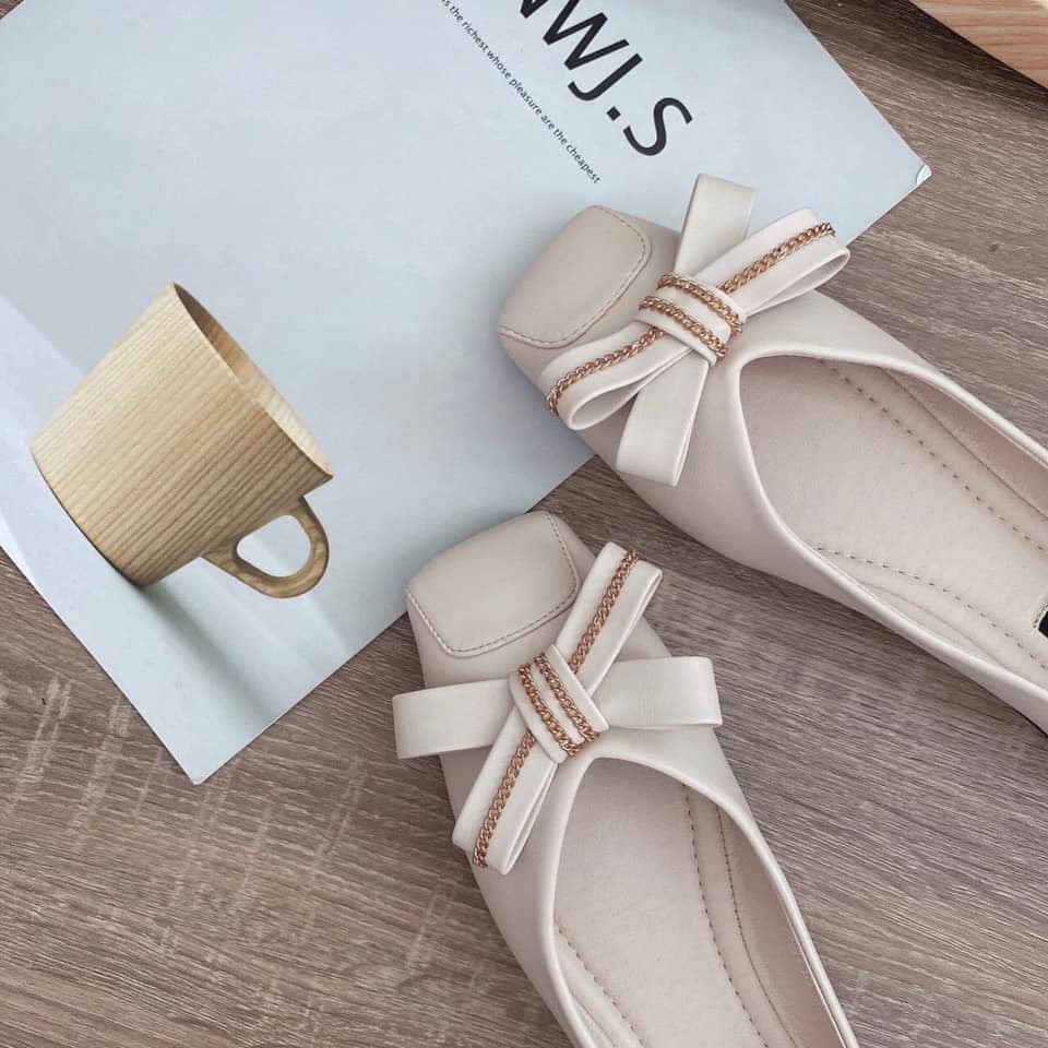 [Sale 50%] GIÀY BỆT MŨI VUÔNG NƠ PHA XÍCH NHỎ - MÃ B254 | BigBuy360 - bigbuy360.vn