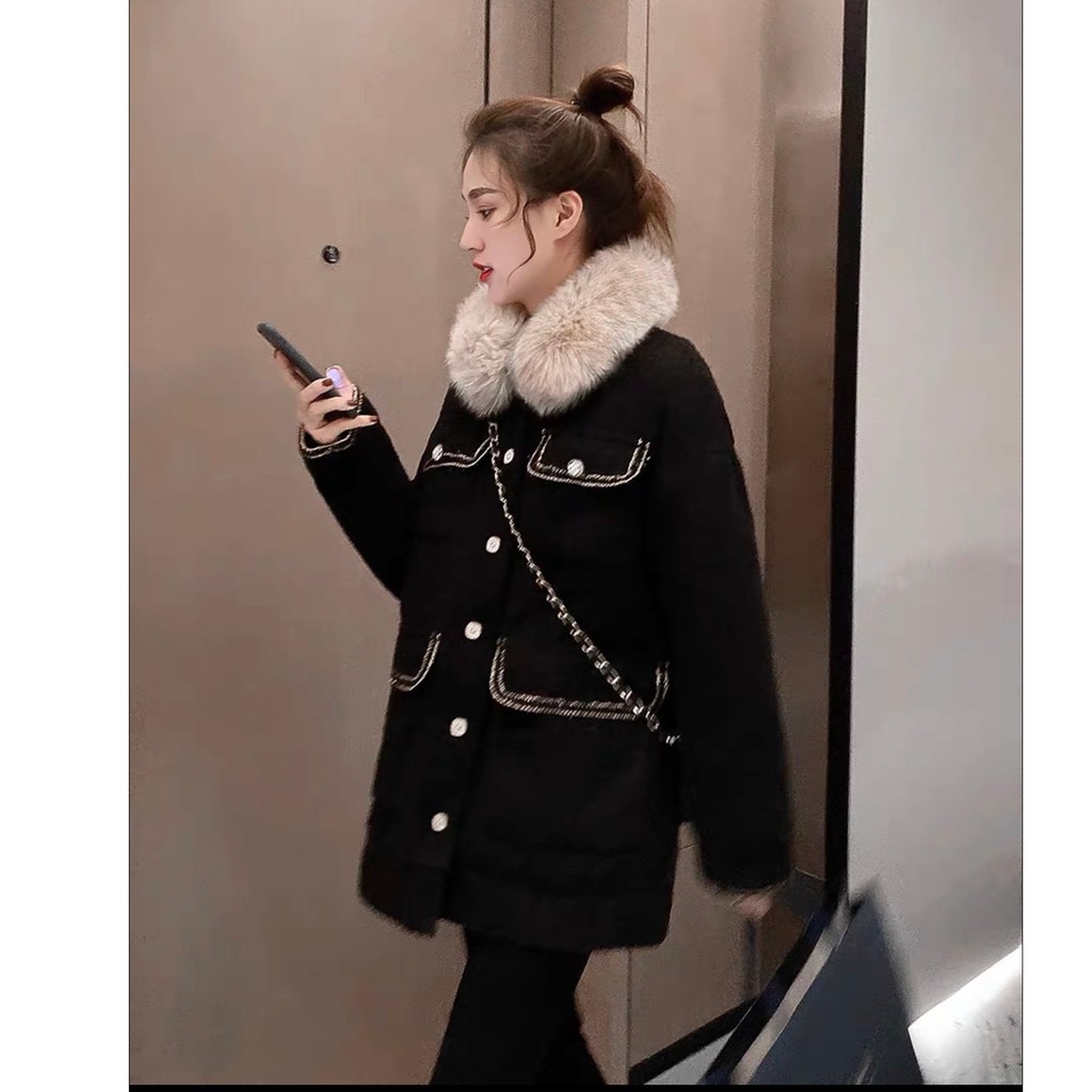 Áo Khoác Dạ Cổ Lông Viền Nhũ | BigBuy360 - bigbuy360.vn
