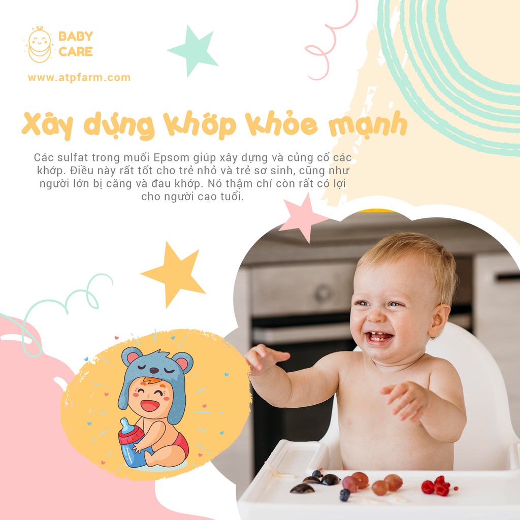 ATP Farm - CHÍNH HÃNG : 1KG Muối tắm EPSOM KID - Organic 100% Cao cấp Nhập khẩu Châu Âu