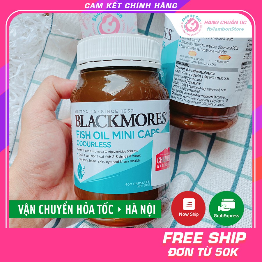 [Có Tem CHEMIST] Dầu Cá FISH OIL Mini Caps BLACKMORES 400 viên - Úc