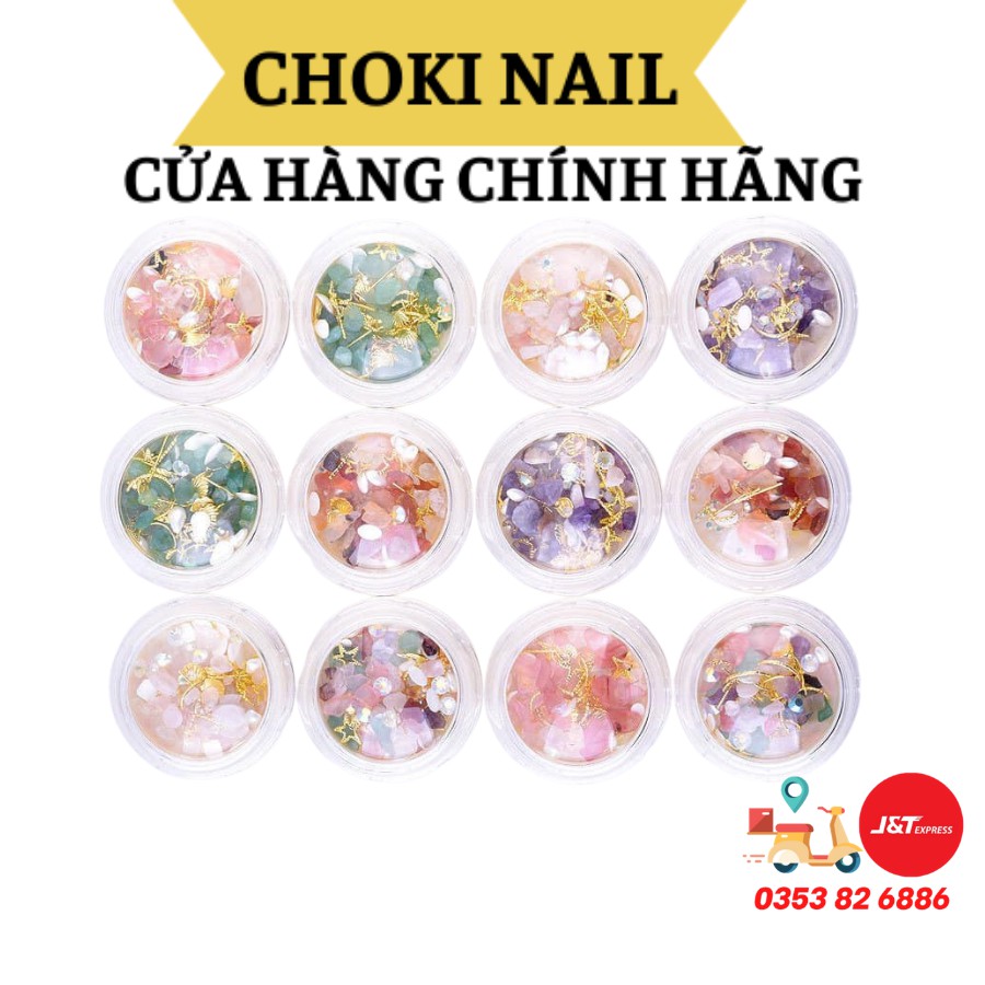 Sét xà cừ sỏi 12 màu trang trí móng nail tự nhiên