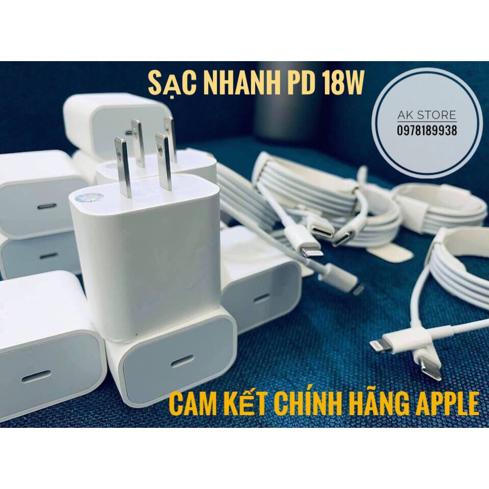 Bộ sạc PD 18W siêu nhanh hàng chính hãng Apple dành cho iphone8/8plus/X/Xs/Xr/Xsm/X11/X11 pro/X11 pro Max