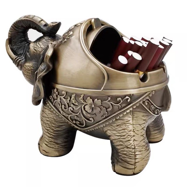 Gạt tàn hoàng gia kim loại kẽm hình voi có nắp cực sang GDTH