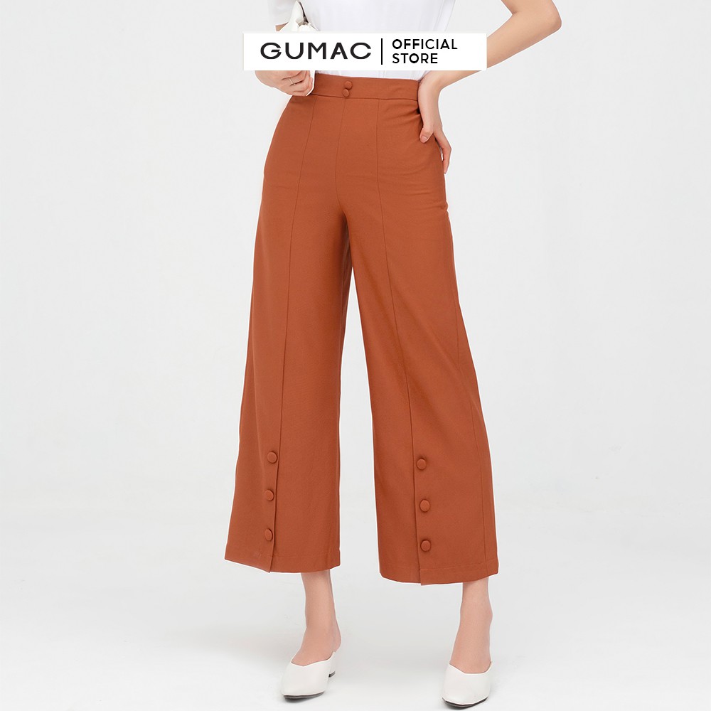 [Mã WABRGU72 giảm 10% tối đa 50k đơn 250k] Quần tây nữ ống rộng phối nút GUMAC nhiều màu QB530 | BigBuy360 - bigbuy360.vn