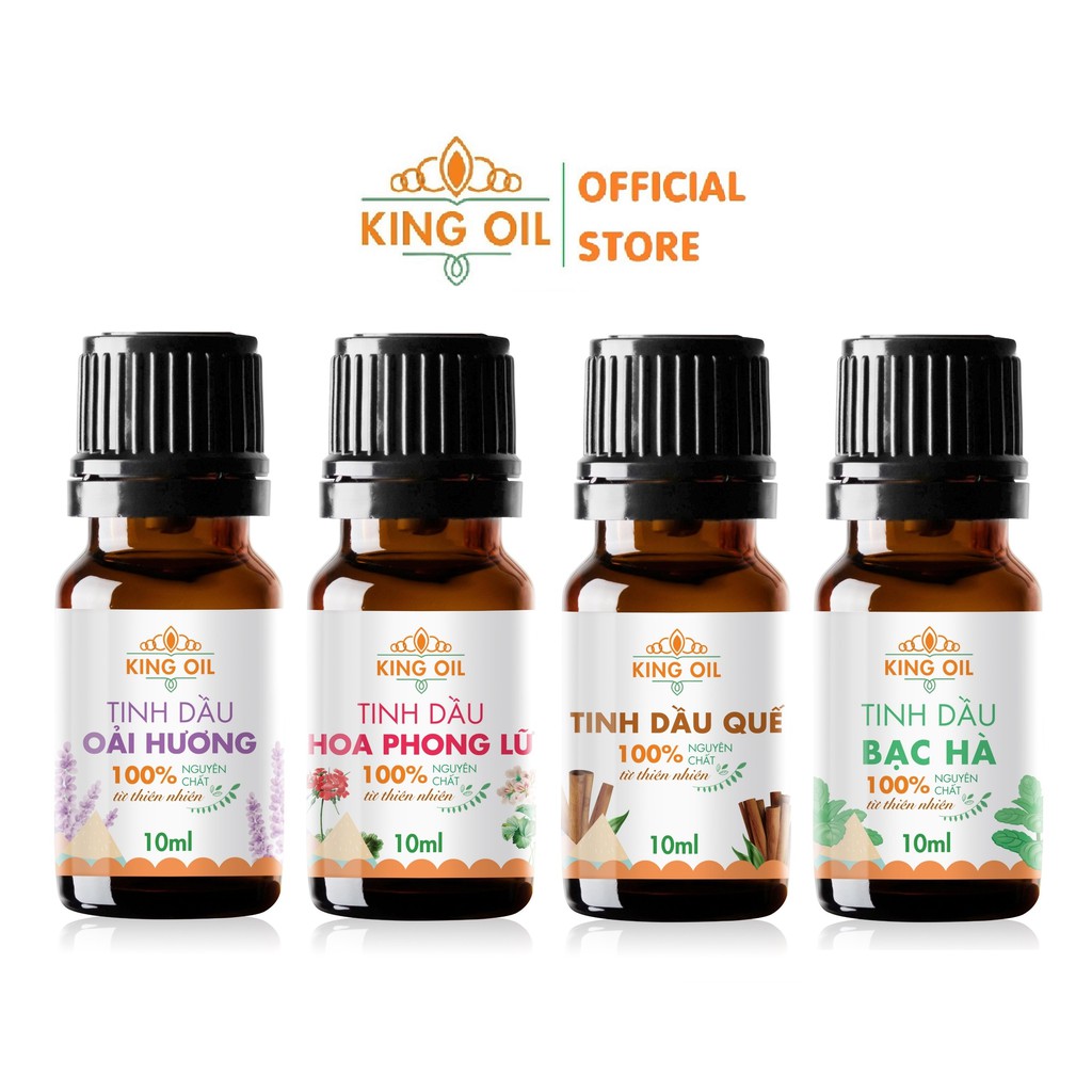 Tinh dầu thiên nhiên 10ml Sả Chanh/ Bạc Hà/ Quế/ Oải hương/ Bưởi/ Cam/ hoa Lài/ Quýt/ tràm trà/ tràm huế/ Gừng/ hoa Hồng