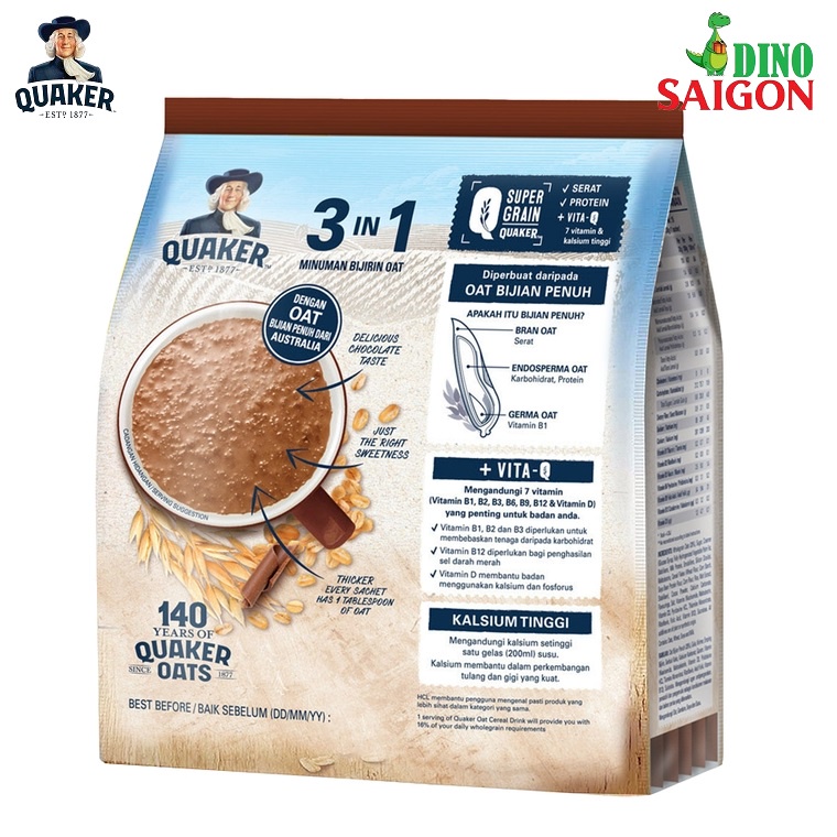 Combo 2 Gói Thức Uống Yến Mạch Quaker 3in1 Vị Cà Phê Mocha và Chocolate