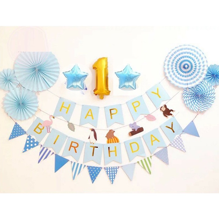 [Mã LIFEXANH03 giảm 10% đơn 500K] Set quạt giấy ép kim phụ kiện trang trí sinh nhật đẹp happy birthday decor