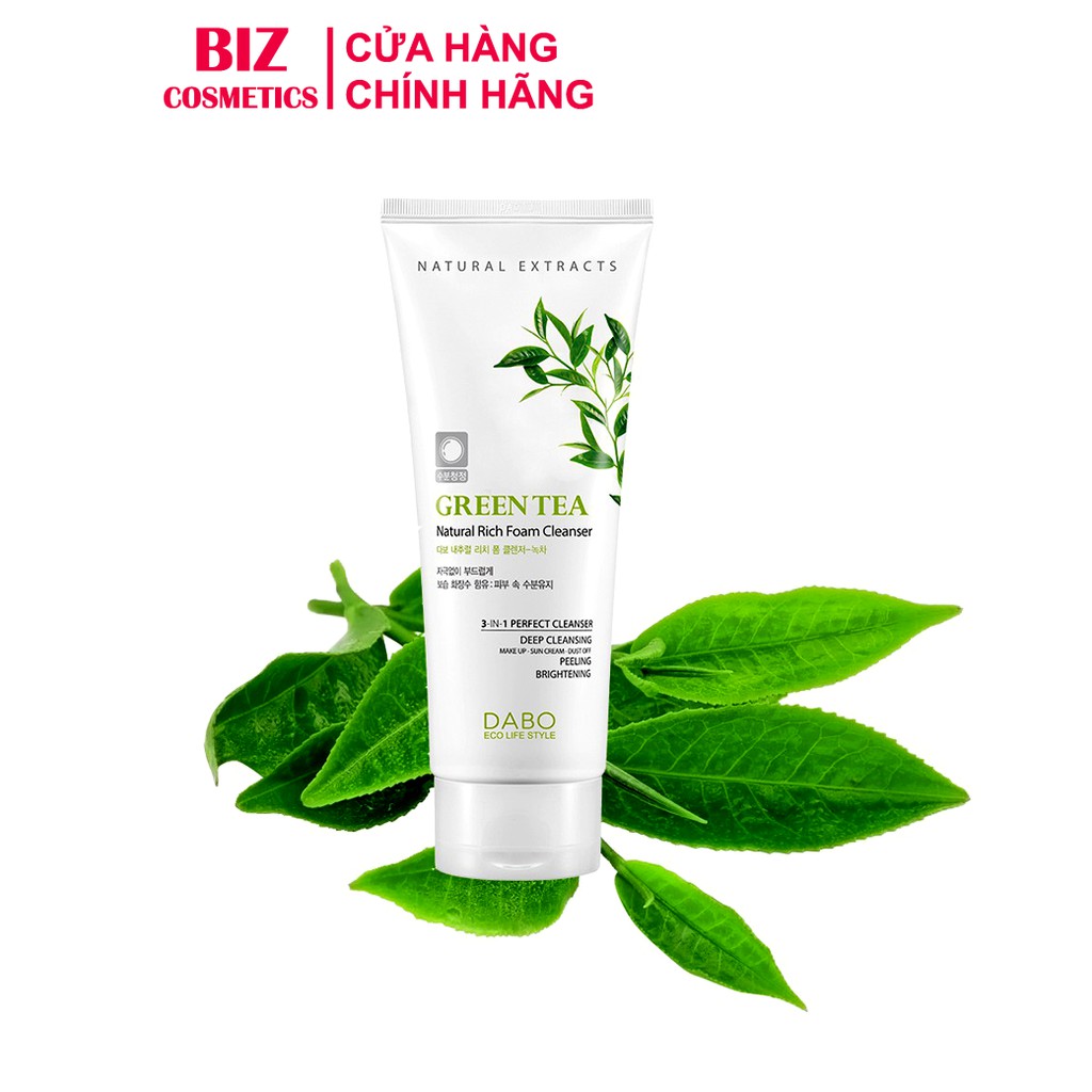 Sữa rửa mặt 3 in 1 Trà Xanh cao cấp Dabo Green Tea 60ml