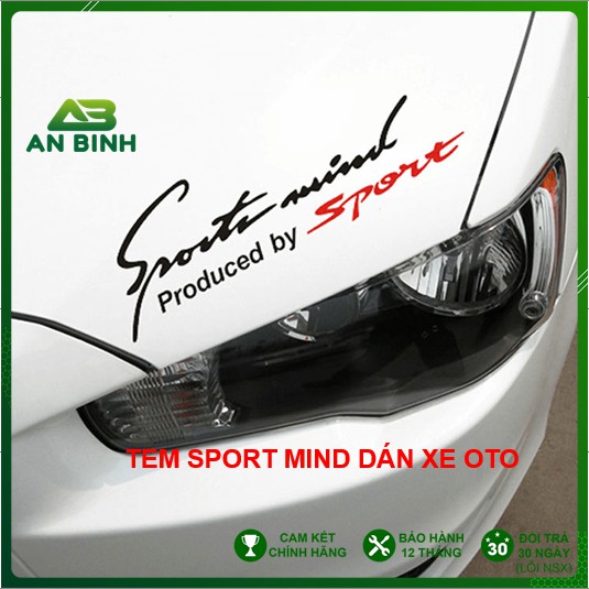 [Mã LIFEAUMAY giảm 10% tối đa 30k đơn 150k] Tem Sport Mind Dán Xe Ô Tô - Tem Ô Tô Thể Thao Sport Mind