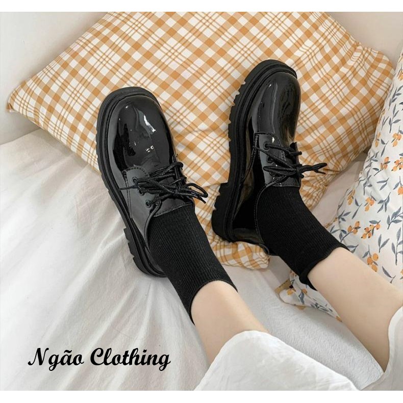 Giày Da nữ, Chất Liệu Da Bóng Cao Cấp, Phong Cách Đại Học Anh Cá Tính, Sang Trọng – Ngão Clothing G05