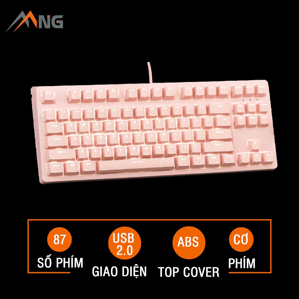 Bàn phím Gaming E-DRA EK387 DREAM PINK Cơ Đèn Led 87 phím Có Dây Bảo hành 24 tháng