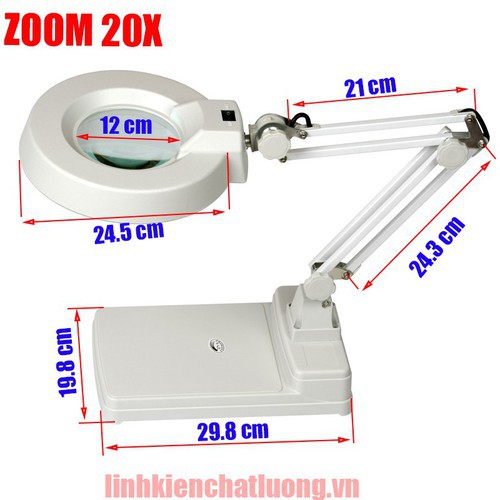 Kính lúp để bàn LT-86C 20X đèn LED (thấu kính phổ thông)