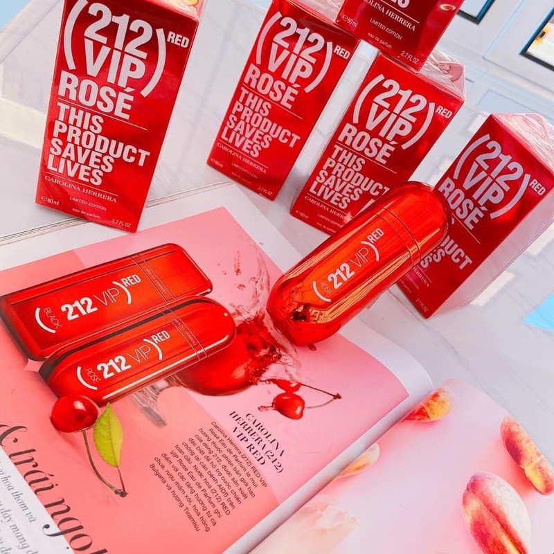 Nước hoa Carolina Herrera 212 VIP RED ROSE this product saves lives Limited Edition 80ml