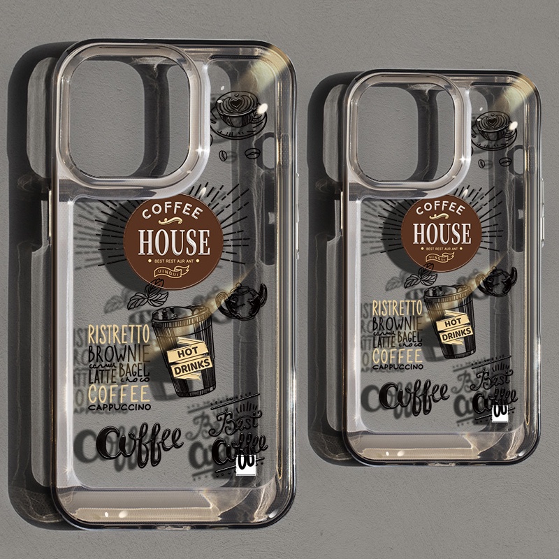Ốp điện thoại DECOPHONE acrylic TPU họa tiết cốc cà phê thích hợp cho iphone 6s 7 8 plus x xs xr 11 12 13 14 15 max pro