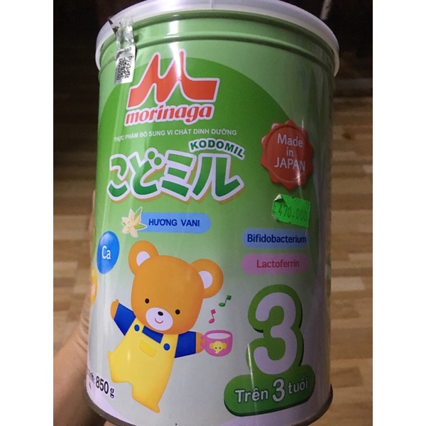 Sữa Morinaga Kodomilk số 3vani (850g,tách đai,date th12/23)