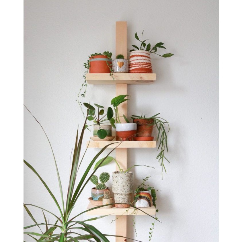 Kệ gỗ gắn tường để đồ, Kệ gỗ decor, Kệ 3 ngăn giá xưởng