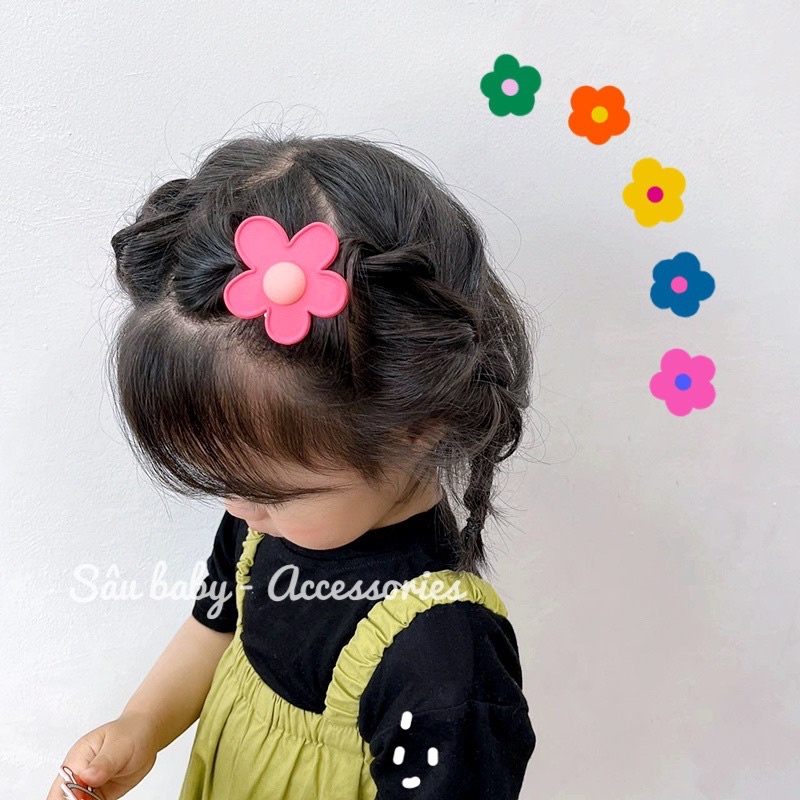 Kẹp tóc hình bông hoa nhựa ngọt ngào phong cách Hàn Quốc cho bé