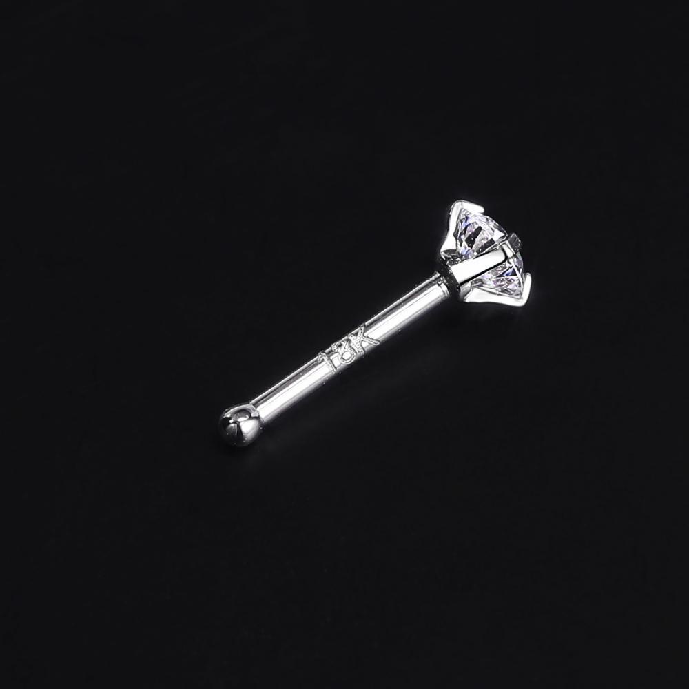 1 Khuyên Mũi Thép Không Gỉ 316L Đính Đá Zircon 18K 1.5 / 2 / 3MM AAAAA 20g