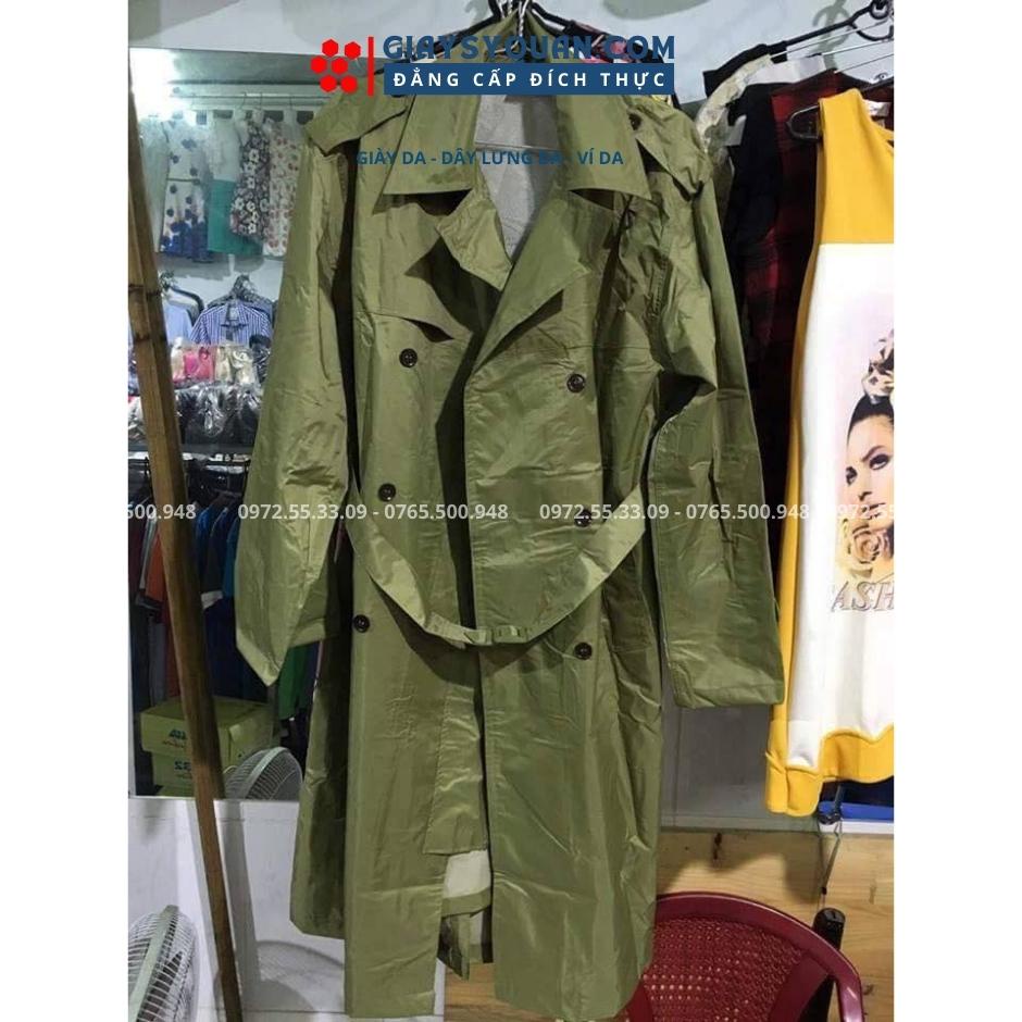 Áo mưa măng tô màu vàng oliu- áo mưa chất liệu bền chóng nước chống rét 3 size bộ 3 món