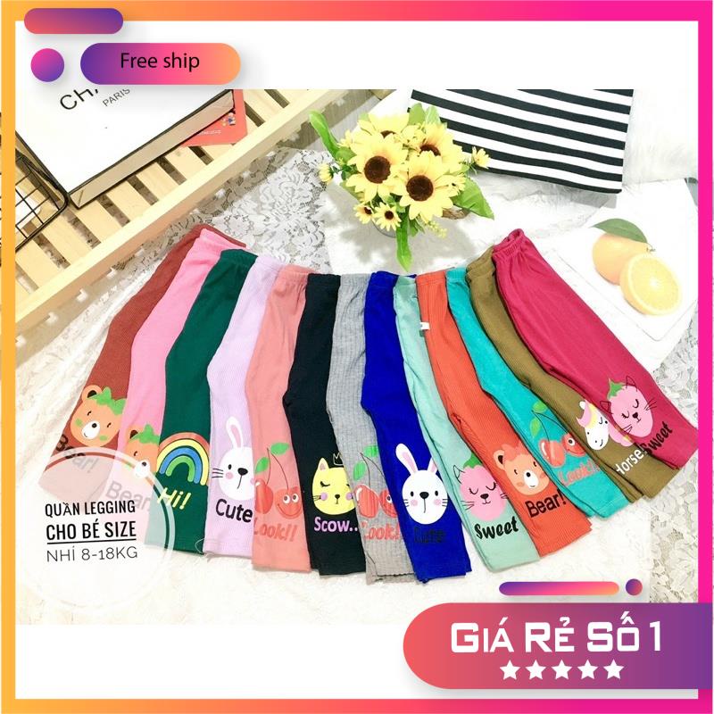 Quần leggings cho các nàng công chúa len tăm mềm min ,co dãn thoải mái Size 2-6: 8-18kg