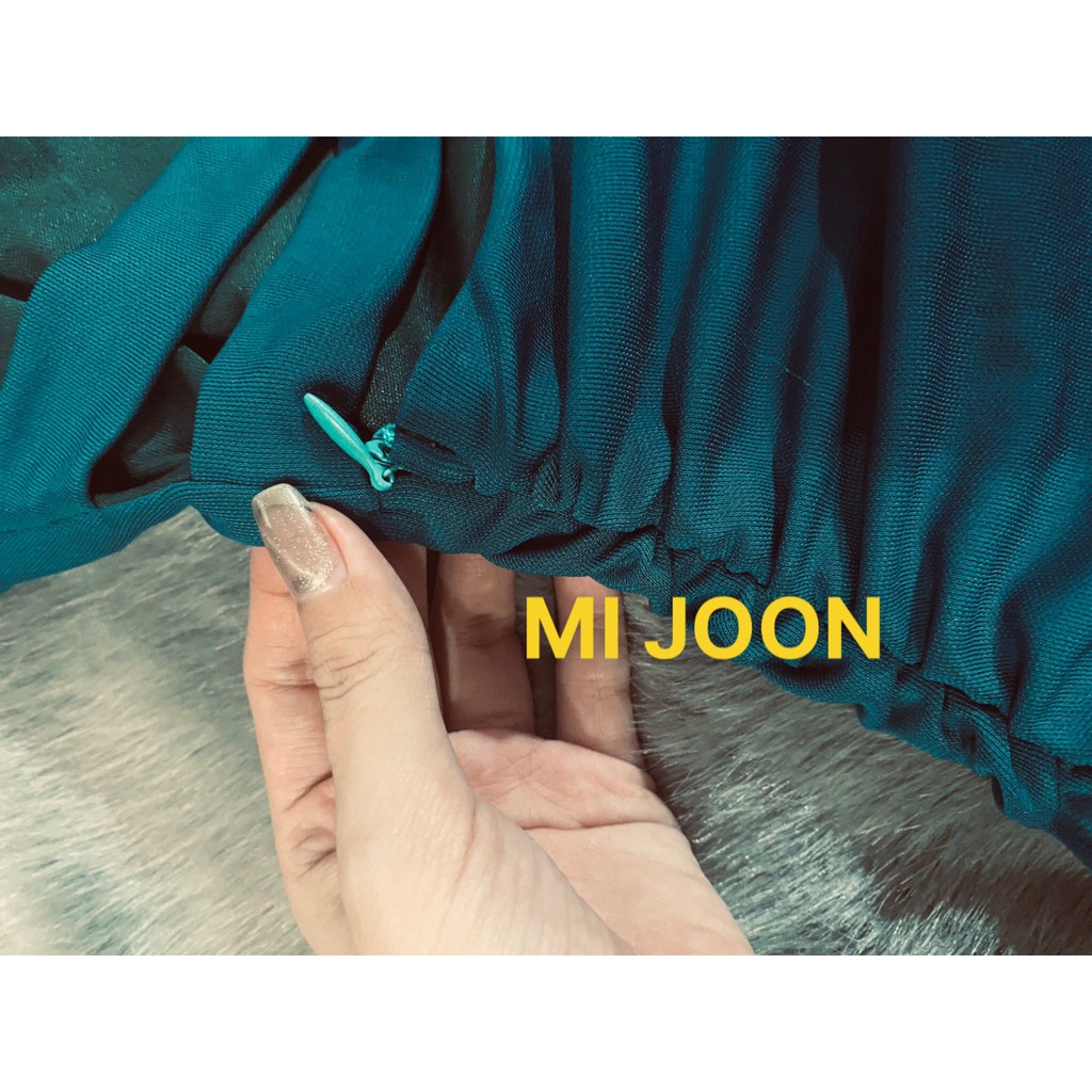 [ MI JOON ] đầm váy body cổ vuông 2 lớp lót tay ngắn có mút ngực nhún sườn 2 bên hở eo thân sau | BigBuy360 - bigbuy360.vn