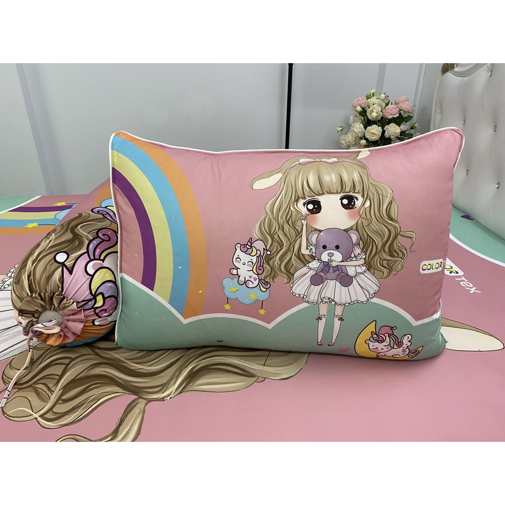 Bộ Drap gối  thun Ý 5D Cao Cấp , mát lạnh, thấm hút tốt