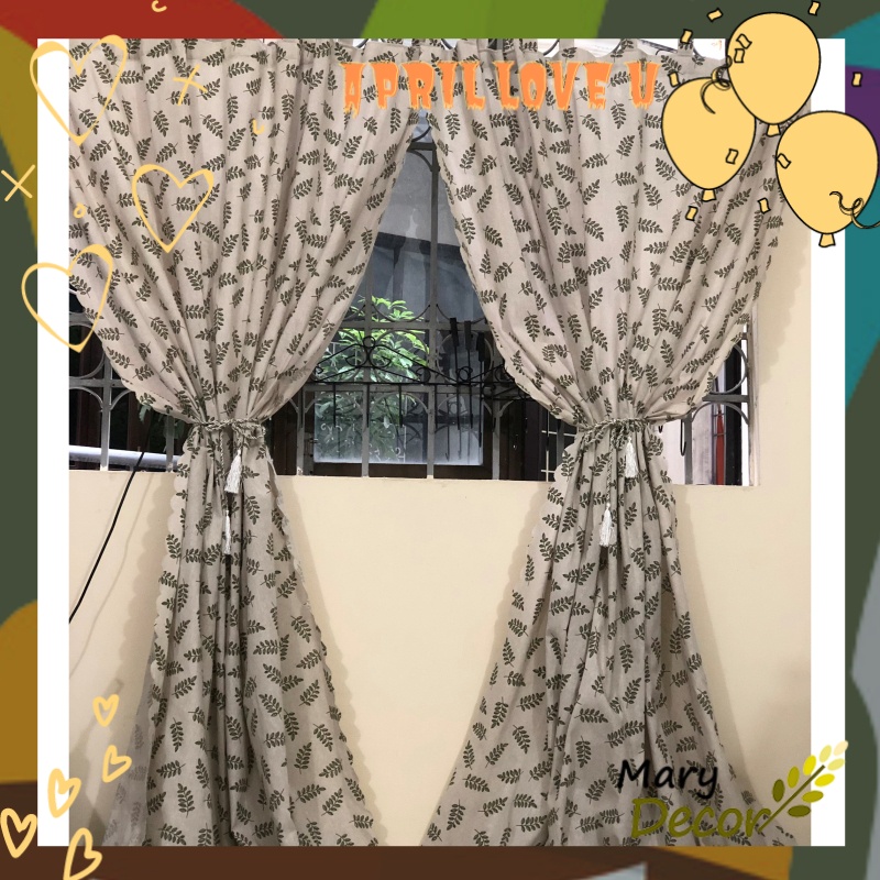 Rèm cửa đẹp trang trí vải bố linen đậm chất vintage - họa tiết Hoa nhí hồng vàng nhạt R-A08