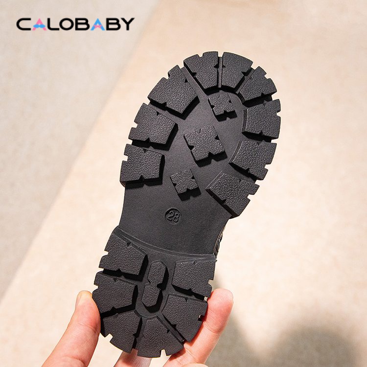 Giày Bốt Cao Su Da Sợi Nhỏ Đế Bằng Thời Trang Mùa Đông Cho Bé Gái A91H