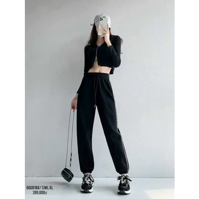 Quần bom ống bo tổ ong sọc viền