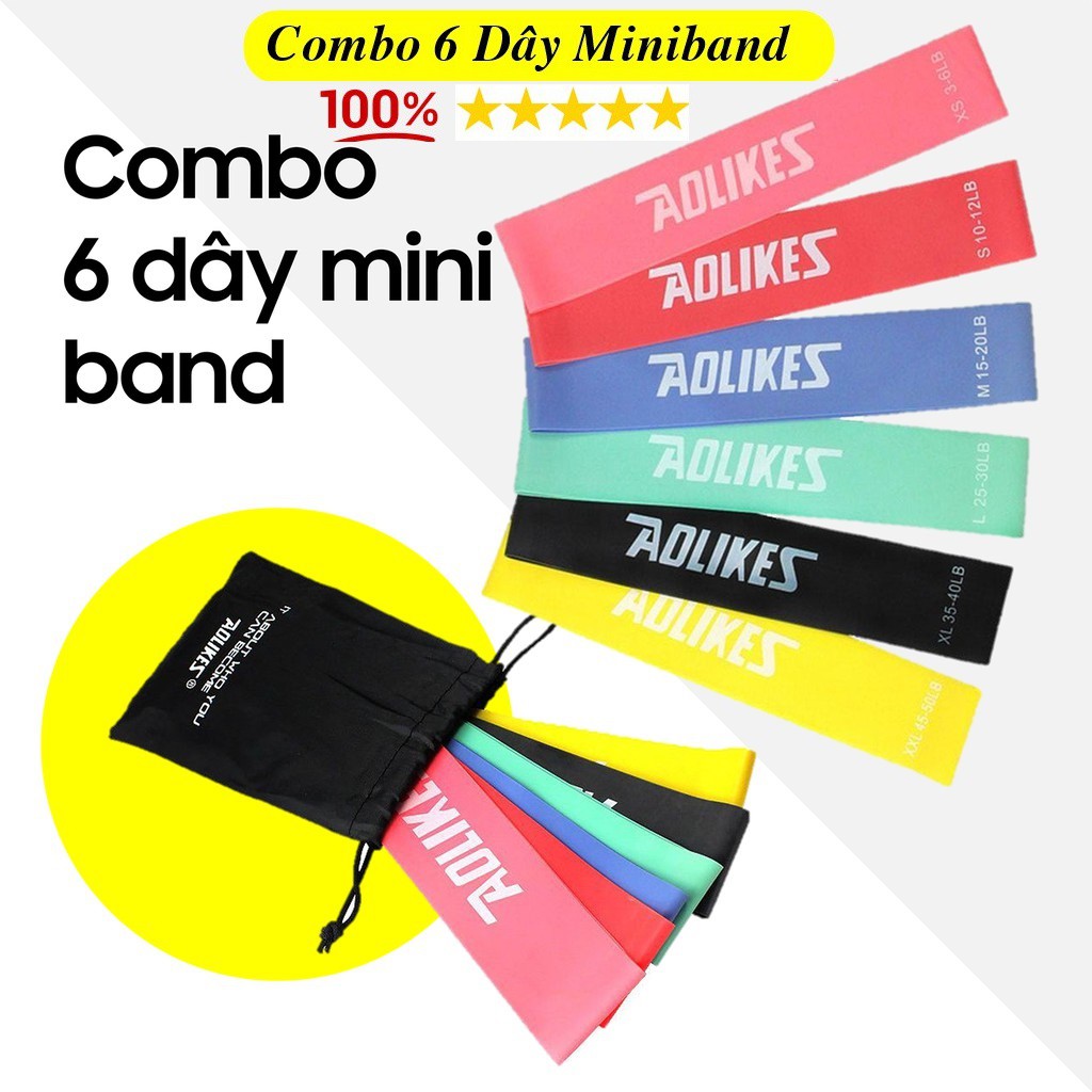Dây mini Band, Dây cao su kháng lực Aolikes tập chân mông đùi Aolikes3601