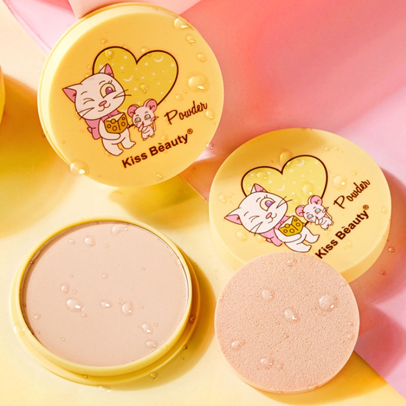 Phấn Phủ KISS BEAUTY dạng nén mỏng nhẹ, mịn lì tự nhiên, kiềm dầu nhanh chóng, chống thấm nước, độ che phủ cao