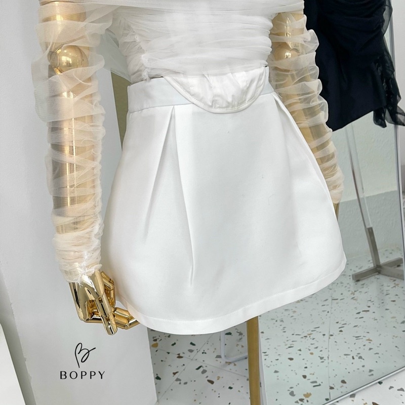 Chân váy tacta lót quần trong dáng xoè đẹp, Chân váy dáng A cạp cao CV858 - NhiNhi Shop