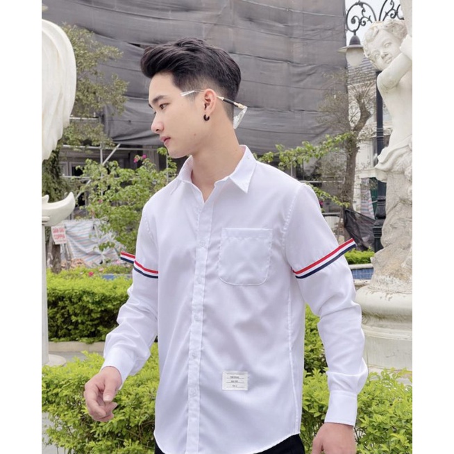 Áo Sơ Mi Nam Phối 3 Sọc Màu Tay Dài HOT Trendding Siêu Đẹp