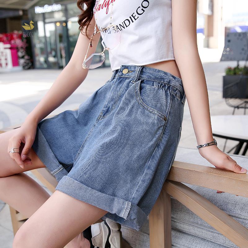 Quần short denim lưng cao phong cách Hàn Quốc