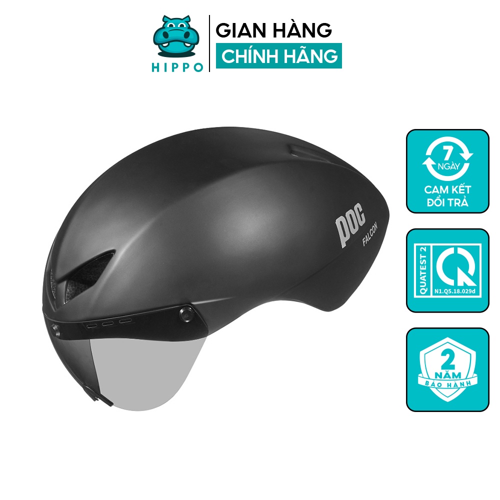 Mũ bảo hiểm xe đạp thể thao Poc Falcon carbon siêu nhẹ chính hãng màu đen nhám - HIPPO HELMET